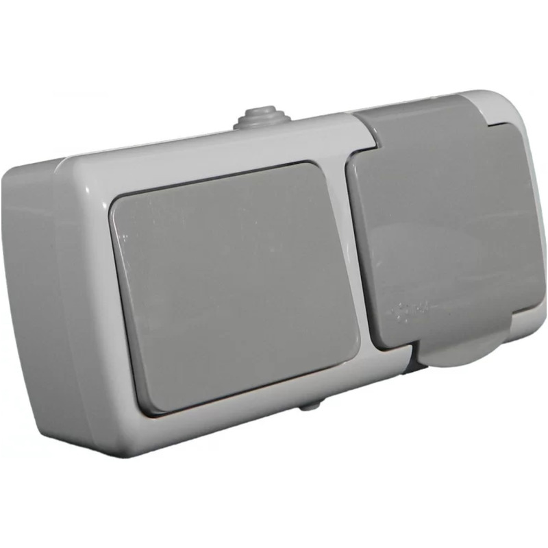 Блок зовнішній вимикач 1-кл. + розетка з/з з кришкою IP54 "LEMANSO Немо" LMR2410