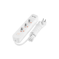 Удлинитель 3 гнезда 3м из 2 USB (2100mA) с/с 3x1.0mm 3500W с кнопкой "LEMANSO" LMK71006