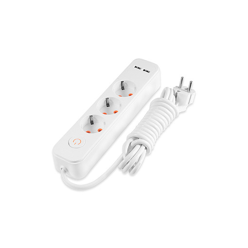 Подовжувач 3 гнізда 3м з 2 USB (2100mA) з/з 3x1.0mm 500W з кнопкою "LEMANSO" LMK71006