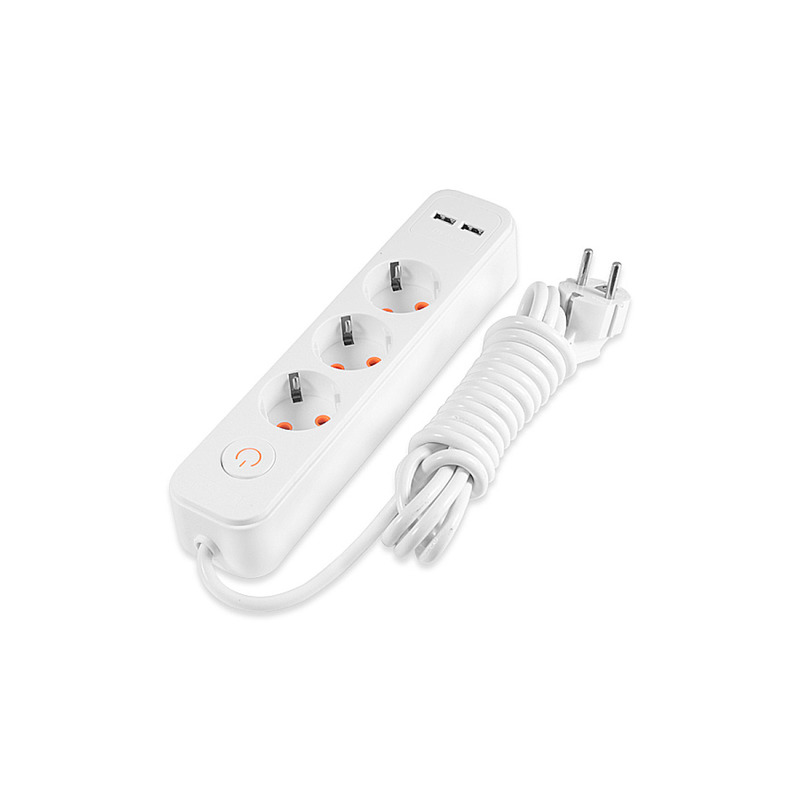Удлинитель 3 гнезда 3м из 2 USB (2100mA) с/с 3x1.0mm 3500W с кнопкой "LEMANSO" LMK71006
