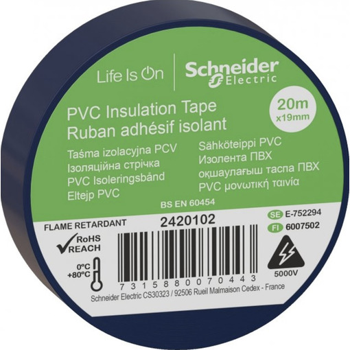 Изоляционная лента, 19mm x 20m, синий Schneider Electric 2420102