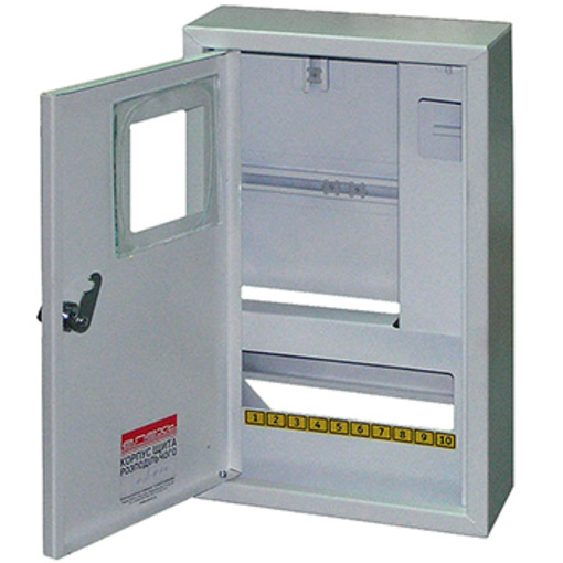 Корпус e.mbox.stand.n.f1.10.z металевий, під 1-ф. лічильник, 10 мод., навісний, із замком "E.NEXT" s0100015