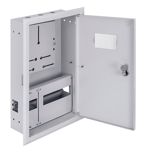 Корпус обліку металевий e.mbox.pro.w.f3.12z IP31, що вбудовується під 3ф лічильник, 12 модулів із замком "E.NEXT" p0100226