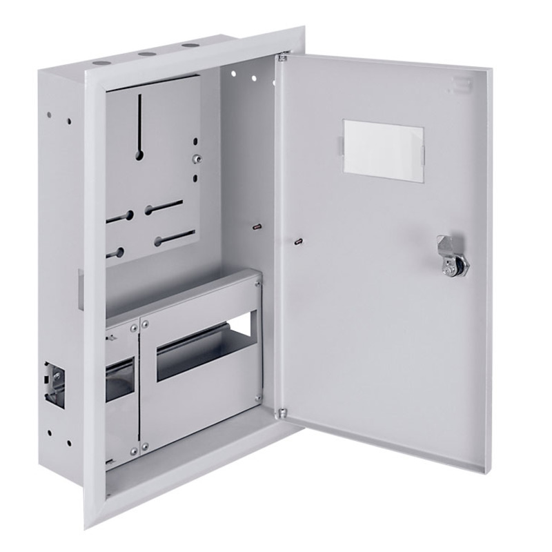 Корпус обліку металевий e.mbox.pro.w.f3.12z IP31, що вбудовується під 3ф лічильник, 12 модулів із замком "E.NEXT" p0100226
