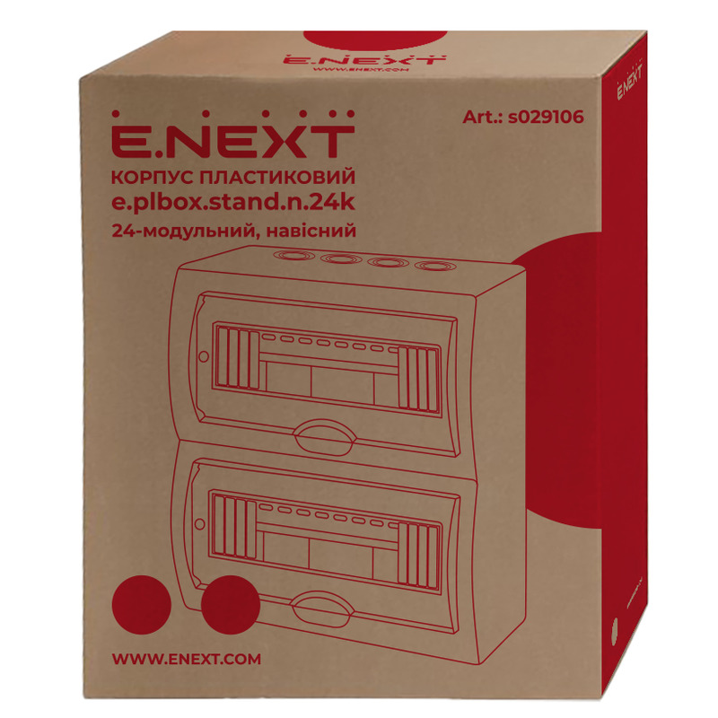 Корпус пластиковый 24-модульный e.plbox.stand.n.24k, навесной "E.NEXT" s029106
