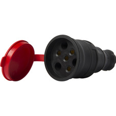 Силова розетка переносна із захисною кришкою каучукова e.socket.rubber.031.25, 4п "E.NEXT" s9100029