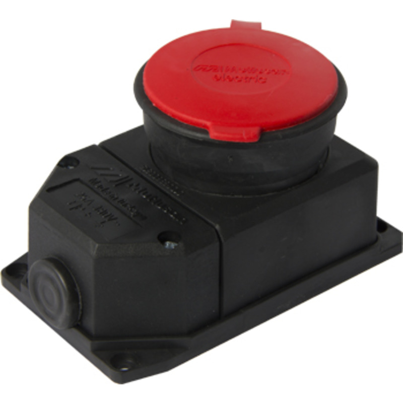 Силова розетка стаціонарна із захисною кришкою каучукова e.socket.rubber.4п.25А "E.NEXT" s9100031