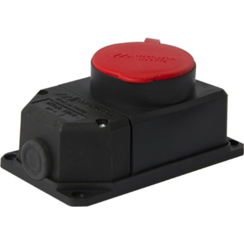 Силовая розетка стационарная с защитной крышкой каучуковая e.socket.rubber.4п.16А. "E.NEXT" s9100037