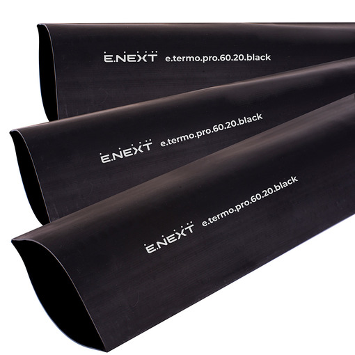 Термоусаджувальна трубка з клейовим шаром e.termo.pro.60.20.black, 60/20, 1м, чорна "E.NEXT" p092053