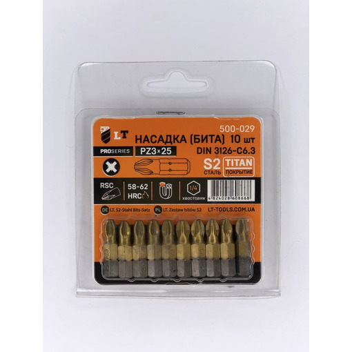 Насадка РZ3*25мм, 1/4", S2, Титан "LEVTOOLS" 500-029