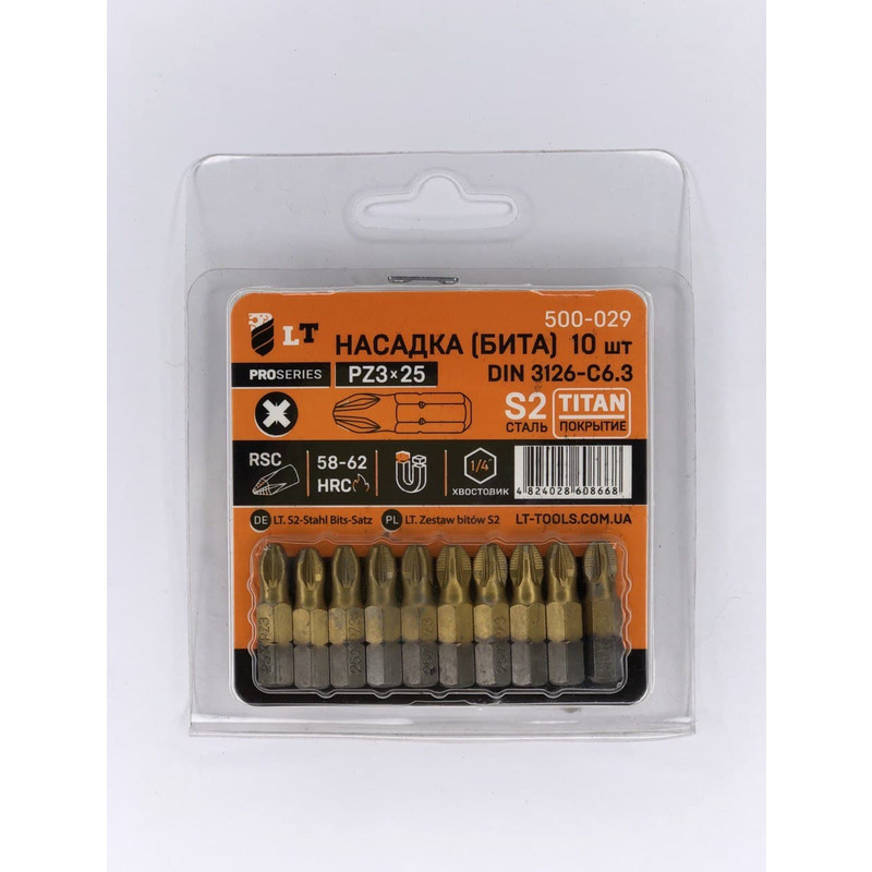 Насадка РZ3*25мм, 1/4", S2, Титан "LEVTOOLS" 500-029