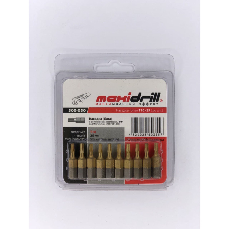 Насадка Т10*25мм, 1/4", S2, Титан "LEVTOOLS" 500-050