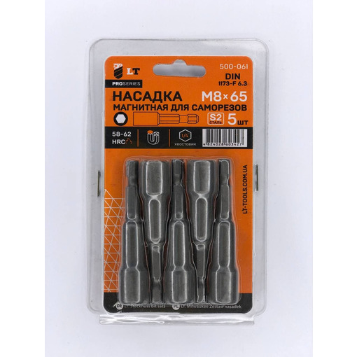 Насадка магнітна для саморізів М8х65мм, 1/4", S2 "LEVTOOLS" 500-061