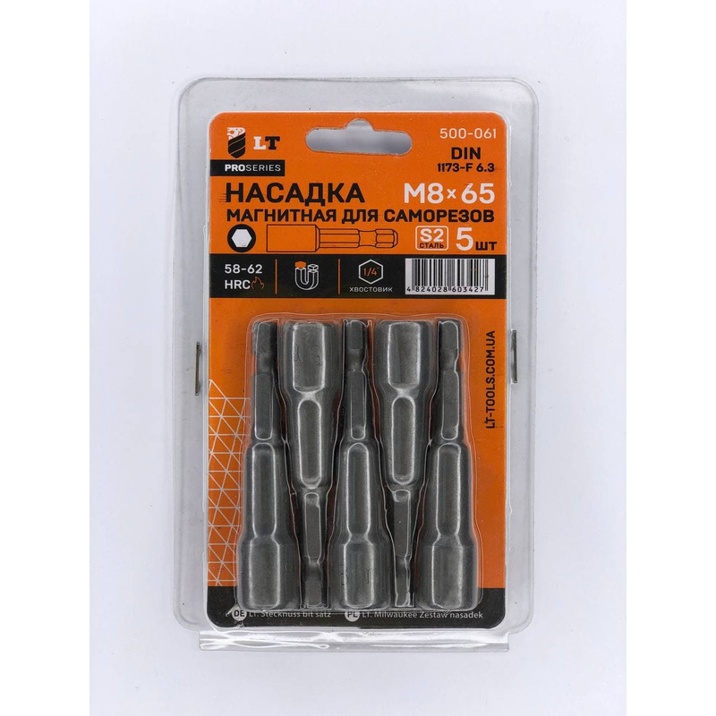 Насадка магнітна для саморізів М8х65мм, 1/4", S2 "LEVTOOLS" 500-061