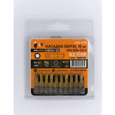 Насадка НЕХ 4*25мм, 1/4", S2, Титан "LEVTOOLS" 500-070