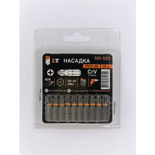 Насадка РН3*25мм, 1/4", CrV "LEVTOOLS" 501-023