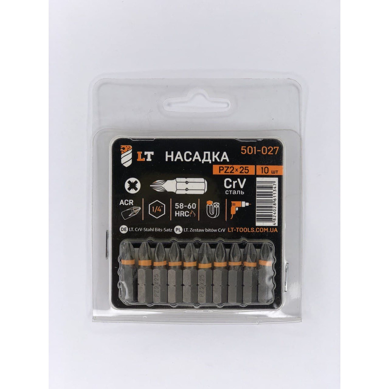 Насадка РZ2*25мм, 1/4", CrV "LEVTOOLS" 501-027