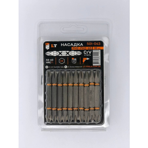 Насадка PH2*PH2*65мм, 1/4", CrV "LEVTOOLS" 501-043