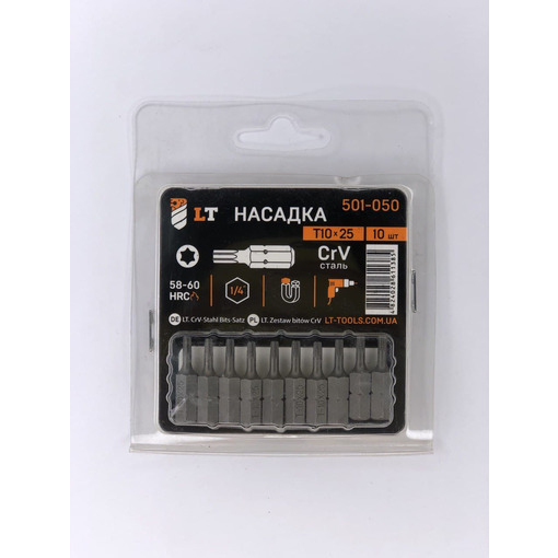 Насадка Т10*25мм, 1/4", CrV "LEVTOOLS" 501-050