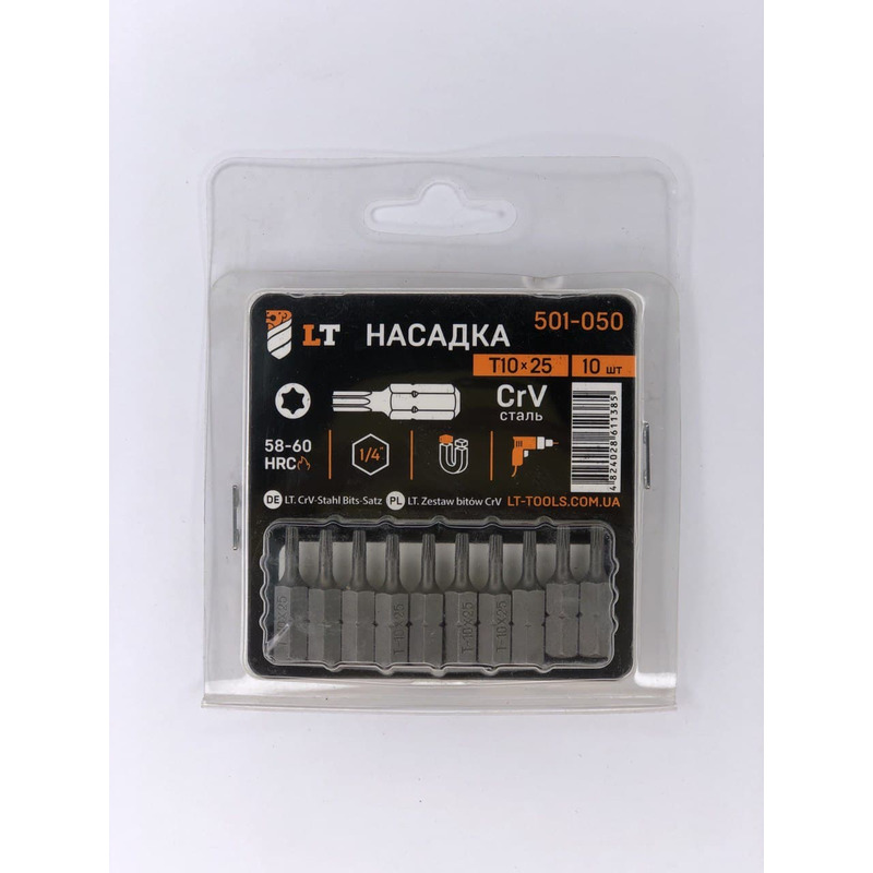 Насадка Т10*25мм, 1/4", CrV "LEVTOOLS" 501-050