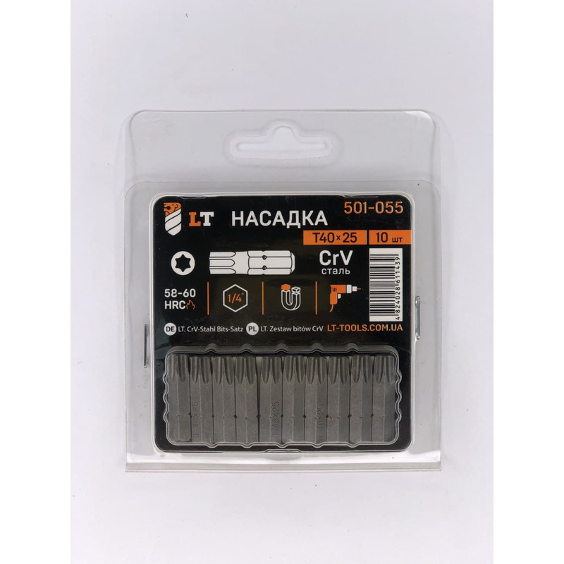 Насадка Т40*25мм, 1/4", CrV "LEVTOOLS" 501-055