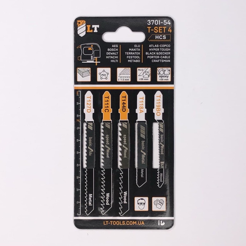 Набір для електролобзика Т-SET4 (T127DHCS/T111CHCS/T144DHCS/T118A HCS/T119BO) 5шт "LEVTOOLS" 3701-54