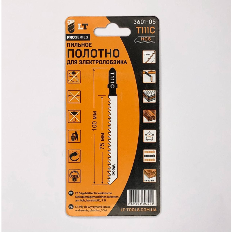 Пильне полотно для електролобзика T111C HCS, PROSERIES "LEVTOOLS" 3601-05