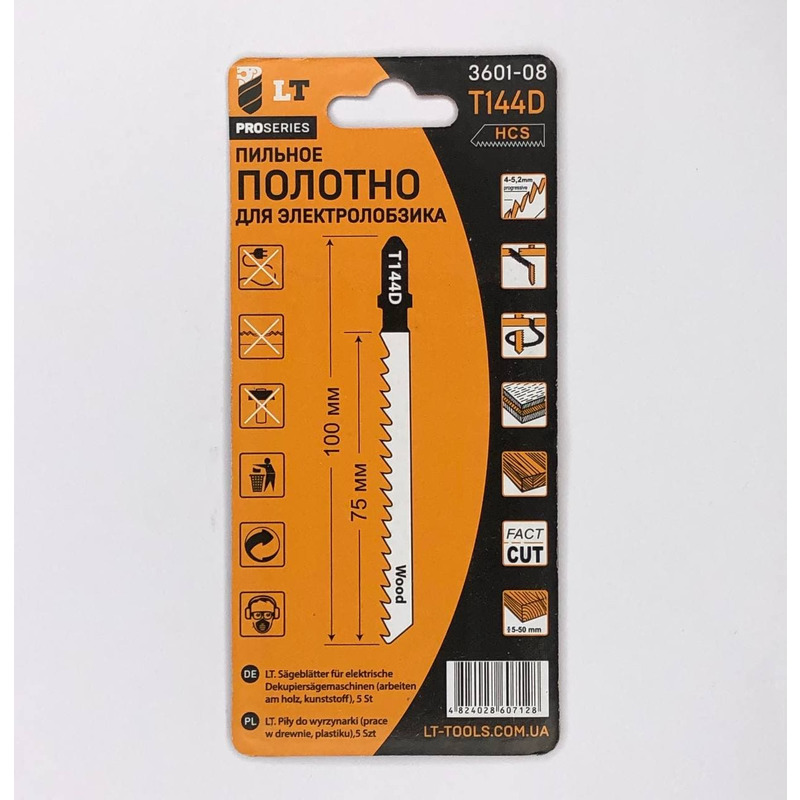 Пильное полотно для электролобзика T144D HCS, PROSERIES "LEVTOOLS" 3601-08