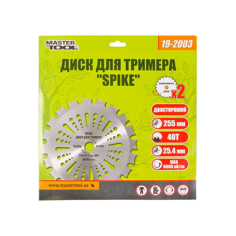 Диск для триммера "SPIKE" 255*25.4*40Т с победитовой напайкой MASTER TOOL 19-2003