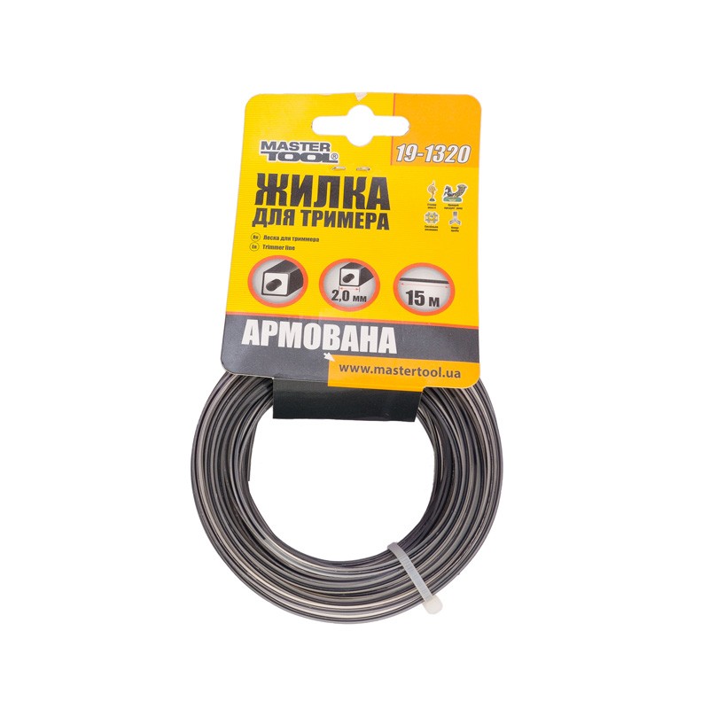 Леска для триммера армированная 2,00 мм* 15 м, "квадрат" MASTER TOOL 19-1320