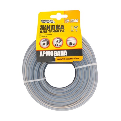 Леска для триммера армированная 4,00 мм* 15 м, "квадрат" MASTER TOOL 19-1340