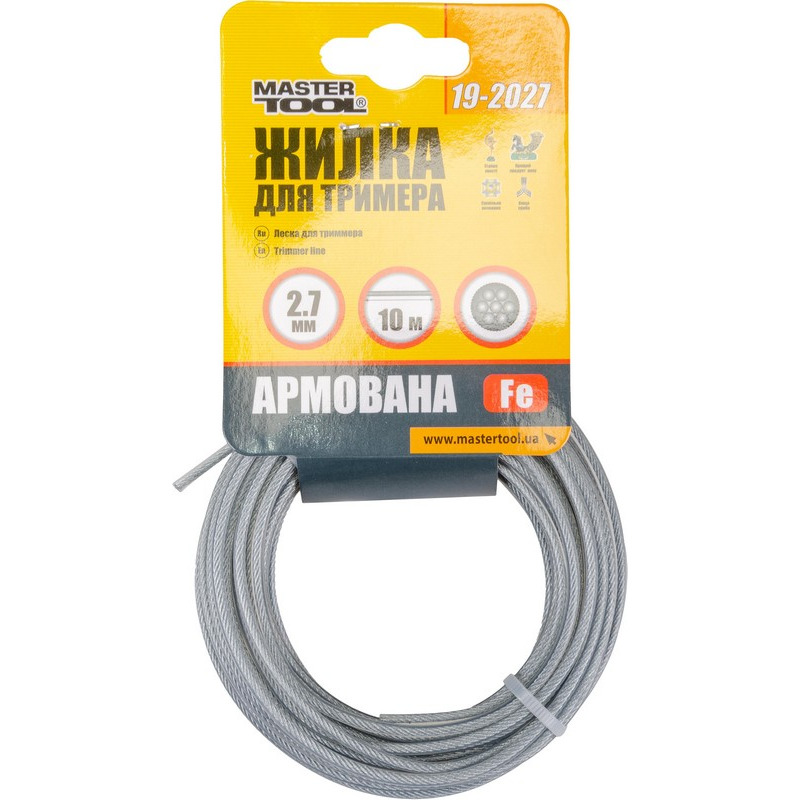 Леска для триммера со стальным сердечником 2,70 мм* 10 м, "круг" MASTER TOOL 19-2027
