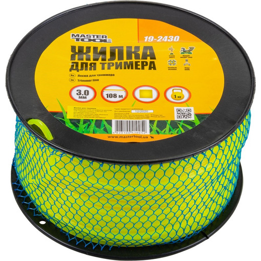 Леска для триммера 3,00 мм* 108 м, 1 кг, "квадрат" MASTER TOOL 19-2430