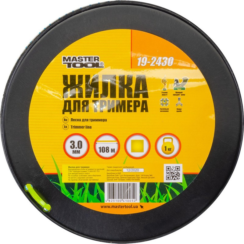 Леска для триммера 3,00 мм* 108 м, 1 кг, "квадрат" MASTER TOOL 19-2430