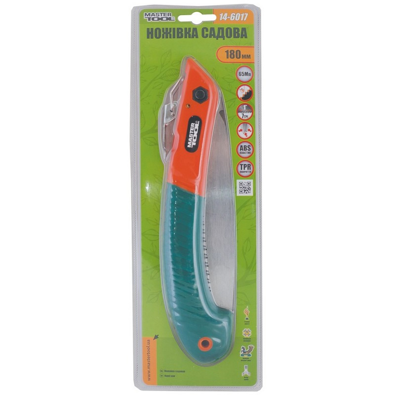 Ножовка садовая складная 180 мм, 7TPI, каленый зуб, 3-D заточка MASTER TOOL 14-6017