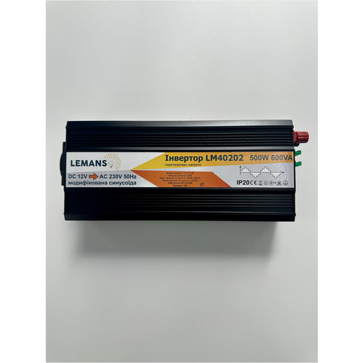Інвертор+зарядка 10А чорний корпус 12VDC 230V AC 500W 600VA модифікована синусоїда "LEMANSO" LM40202