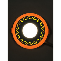 LED панель "Завитки" 6+3W с жёлтой подсветкой 540Lm 4500K 85-265V круг "LEMANSO" LM539