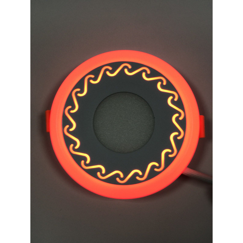 LED панель "Завитки" 6+3W с красной подсветкой 540Lm 4500K 85-265V круг "LEMANSO" LM539
