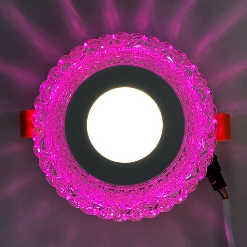 LED панель "Вулкан" 3+3W з рожевим підсвічуванням 350Lm 4500K 175-265V коло "LEMANSO" LM1006