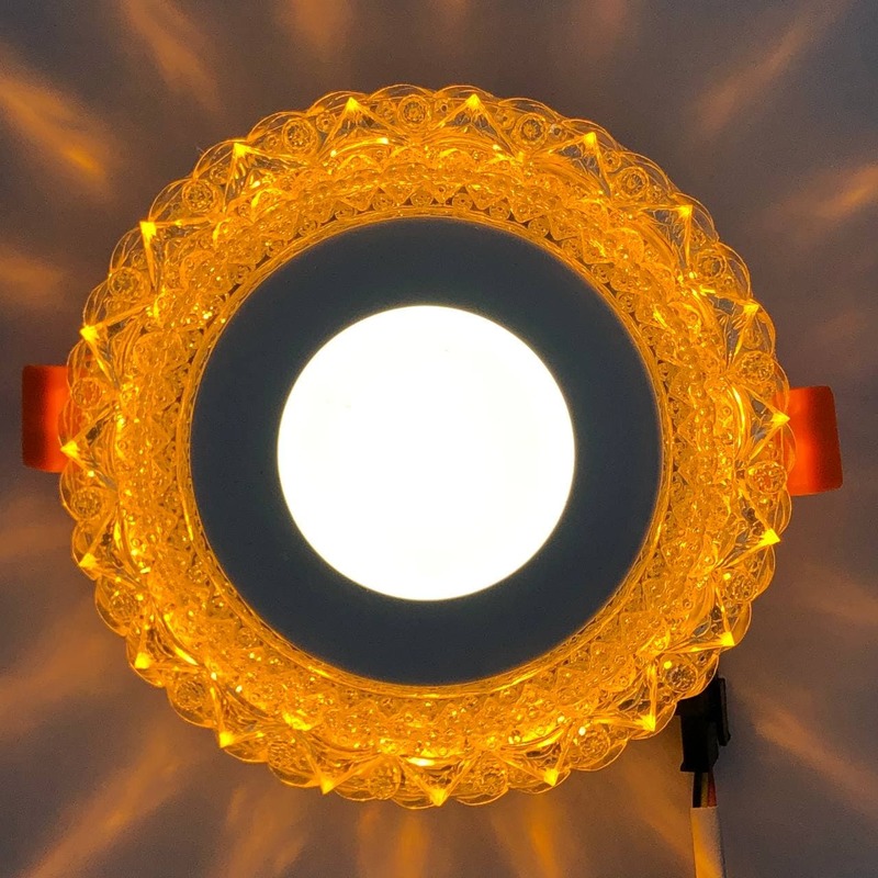 LED панель "Вулкан" 3+3W с жёлтой подсветкой 350Lm 4500K 175-265V круг "LEMANSO" LM1006