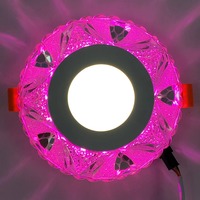 LED панель "Лёд" 3+3W с розовой подсветкой 350Lm 4500K 175-265V круг "LEMANSO" LM1008