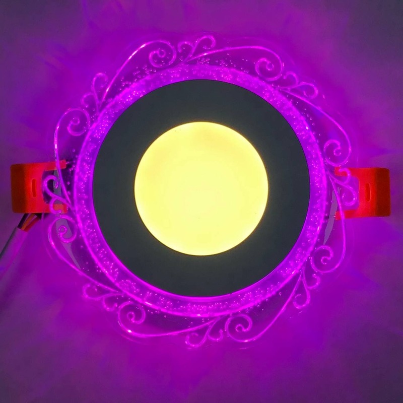 LED панель "Волна" 3+3W с розовой подсветкой 350Lm 4500K 175-265V круг "LEMANSO" LM1016