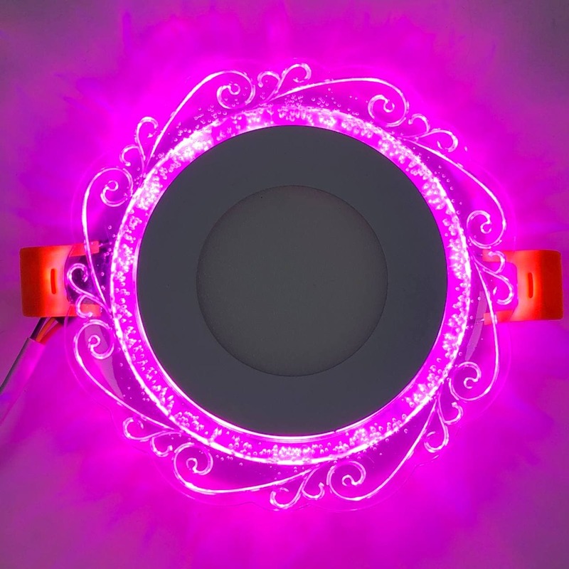 LED панель "Волна" 3+3W с розовой подсветкой 350Lm 4500K 175-265V круг "LEMANSO" LM1016