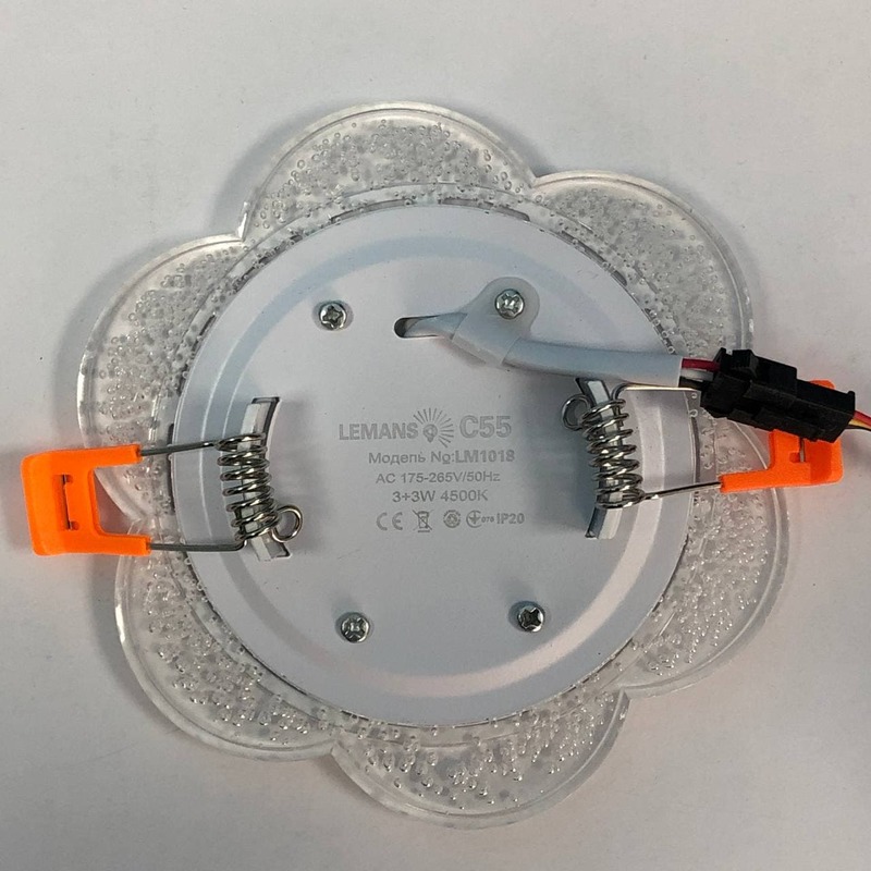LED панель "Афины" 3+3W с зелёной подсветкой 350Lm 4500K 175-265V круг "LEMANSO" LM1018