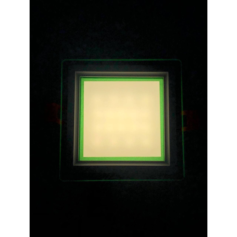 LED панель "Сяйво" 9W 720Lm 4500K + зелёный 85-265V квадрат + стекло"LEMANSO" LM1039