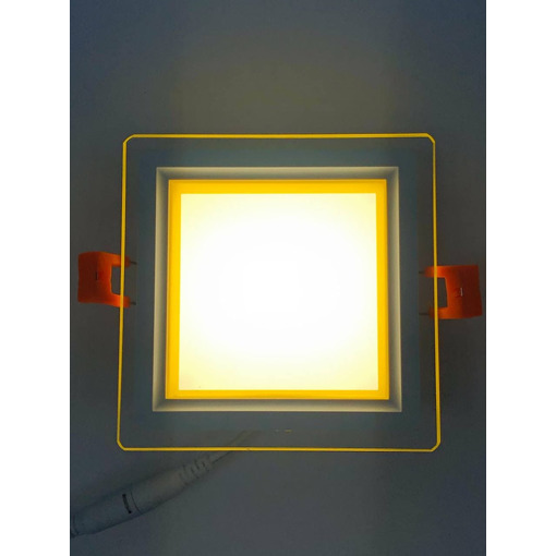 LED панель "Сяйво" 6W 450Lm 4500K + жовтий 85-265V квадрат + скло "LEMANSO" LM1038