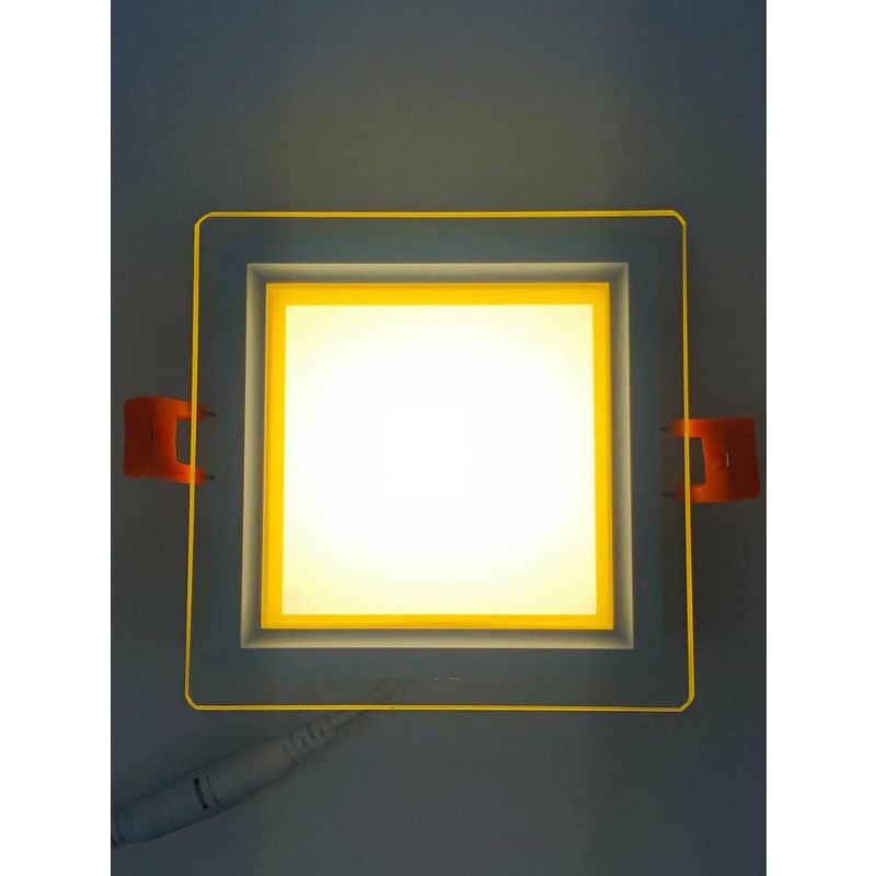 LED панель "Сяйво" 9W 720Lm 4500K + жовтий 85-265V квадрат + скло"LEMANSO" LM1039