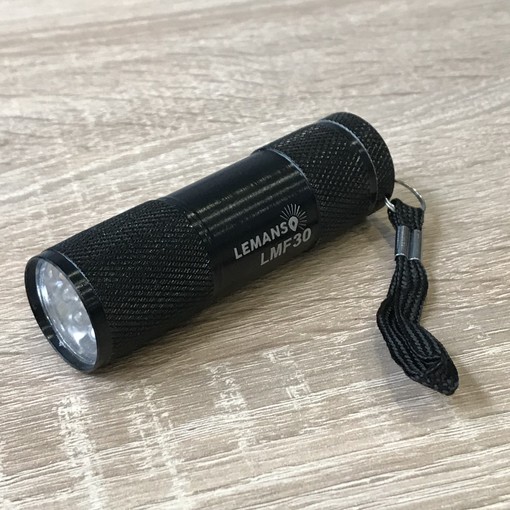 Ліхтарик ручний 9 LED чорний алюміній "LEMANSO" LMF30