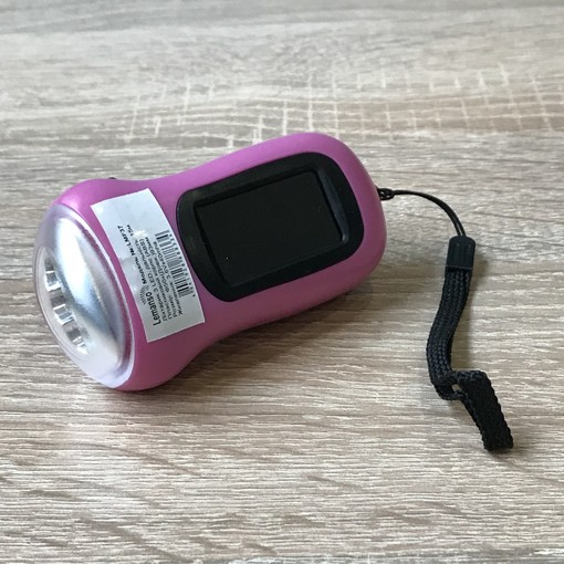 Ліхтарик 3 LED + сонячна батарея рожевий "LEMANSO" LMF37
