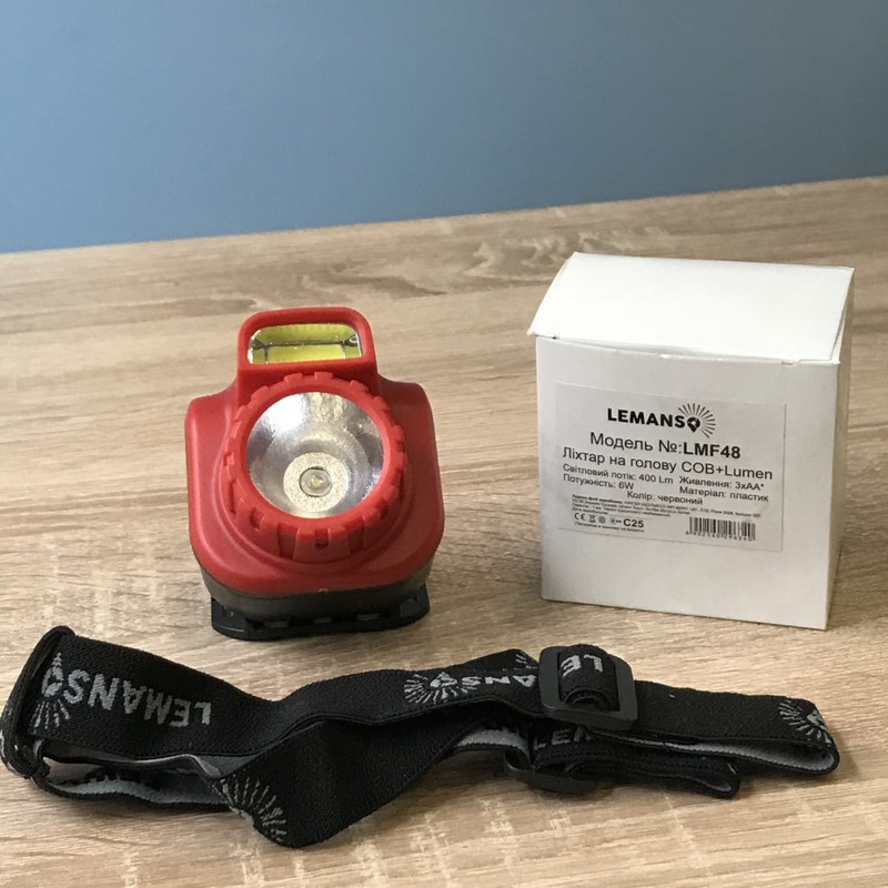 Фонарик COB+Lumen красный пластик "LEMANSO" LMF48
